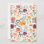 Invitation Rustique Bourgogne Automne Floral Wreath Bridal Br (Dos)