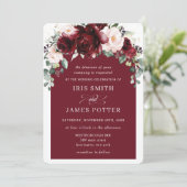 Invitation Rustique Bourgogne Blush Floral Flowers Arch Maria (Debout devant)