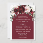 Invitation Rustique Bourgogne Blush Floral Flowers Arch Maria (Devant)