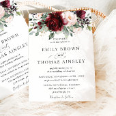 Invitation Rustique Bourgogne Blush rose Floral Mariage