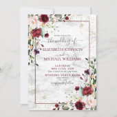 Invitation Rustique Bourgogne Blush rose Floral Mariage photo (Devant)