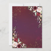 Invitation Rustique Bourgogne Blush rose or Mariage Floral (Dos)