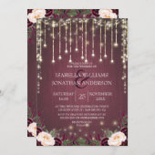 Invitation Rustique Bourgogne Bois & Chaîne Mariage (Devant / Derrière)