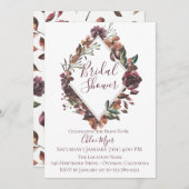 Invitation Rustique Bourgogne Botanique Douche Nup (Devant / Derrière)