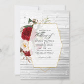 Invitation Rustique Bourgogne et blanc Mariage géométrique Fl (Devant)