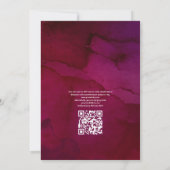 Invitation Rustique Bourgogne et flush Floral QR Code Mariage (Dos)