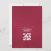 Invitation Rustique Bourgogne et flush Floral QR Code Mariage (Dos)