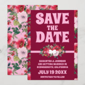 Invitation Rustique Bourgogne et rose Floral Enregistrer la d (Devant / Derrière)