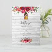 Invitation Rustique Bourgogne et rose Mariage floral (Debout devant)
