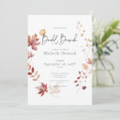 Invitation Rustique Bourgogne et rouille Feuilles d'automne B (Debout devant)