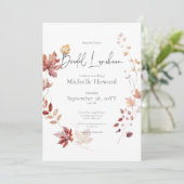 Invitation Rustique Bourgogne et rouille Feuilles d'automne D (Debout devant)