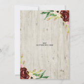 Invitation Rustique Bourgogne Floral Antler Hunt est au-dessu (Dos)