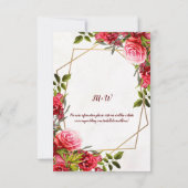 Invitation Rustique Bourgogne Floral Gold Enregistrer le Mari (Dos)