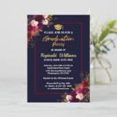 Invitation Rustique Bourgogne Floral Graduation Party (Debout devant)