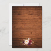 Invitation Rustique Bourgogne Floral Jar Lumières 3 Mariage p (Dos)