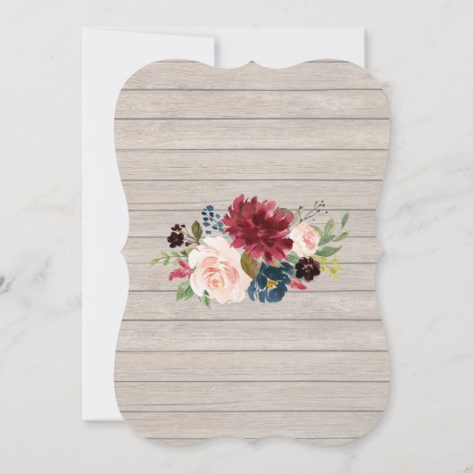 Invitation Rustique Bourgogne Floral Mariage d'écriture manus (Dos)