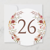 Invitation Rustique Bourgogne Floral Mariage Numéro de tablea (Dos)