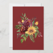 Invitation Rustique Bourgogne Floral Yellow Sunflowers Mariag (Dos)