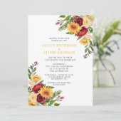 Invitation Rustique Bourgogne Floral Yellow Sunflowers Mariag (Debout devant)