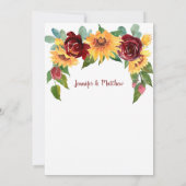 Invitation Rustique Bourgogne Floral Yellow Sunflowers Mariag (Dos)