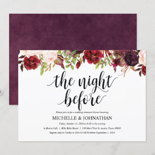 Invitation Rustique Bourgogne Mariage Dîner de répétition Inv