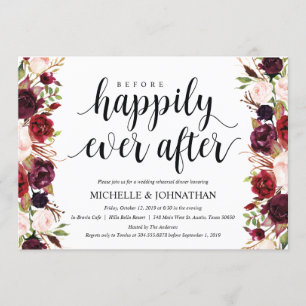 Invitation Rustique Bourgogne Mariage Dîner de répétition Inv