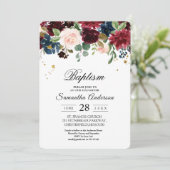 Invitation Rustique Bourgogne Marine Bleu & Rouge Beauté Fleu (Debout devant)