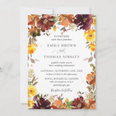 Invitation Rustique Bourgogne Orange Jaune Mariage de automne (Devant)