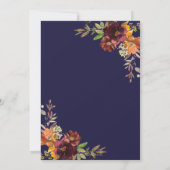 Invitation Rustique Bourgogne Orange Mariage Floral Géométriq (Dos)