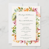 Invitation Rustique Bourgogne Pays Mariage Floral Tout en un (Devant)
