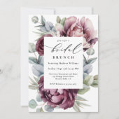 Invitation Rustique Bourgogne Plum Floral Bridal Brunch (Devant)