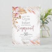 Invitation Rustique Bourgogne Rose Floral Ivory He (Debout devant)