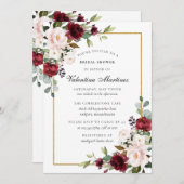 Invitation Rustique Bourgogne Rose rose rose rose Fête des ma (Devant / Derrière)