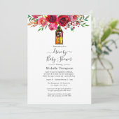 Invitation Rustique Bourgogne Rouge Aquarelle Drive Par Douch (Debout devant)