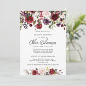 Invitation Rustique Bourgogne rouge Fête des mariées florale (Debout devant)