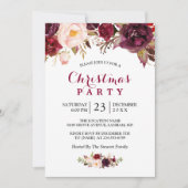 Invitation Rustique Bourgogne Rouge Floral Chic Noël Party (Devant)