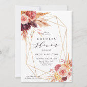 Invitation Rustique Bourgogne Terracotta Couples de fleurs Do (Devant)
