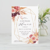 Invitation Rustique Bourgogne Terracotta Couples de fleurs Do (Debout devant)