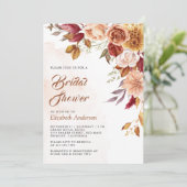 Invitation Rustique Bourgogne Terracotta Fête des mariées flo (Debout devant)