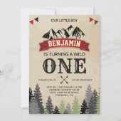 Invitation Rustique Boys Lumberjack Wild Un 1er anniversaire (Devant)