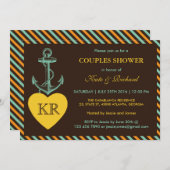 Invitation Rustique Brown Ancre Amour Couples Douche Invitati (Devant / Derrière)