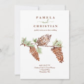 Invitation Rustique Brown Aquarelle Pinecones Mariage (Devant)