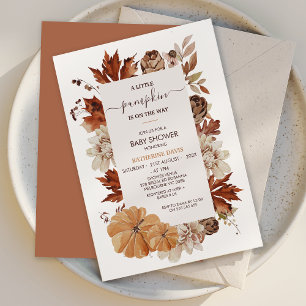 Invitation Rustique Brown Automne Petit Baby shower Citrouill