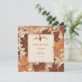 Invitation Rustique Brown Beige Brûlé Orange Floral Automne (Debout devant)