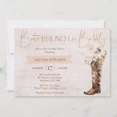 Invitation Rustique Brown Boot Brunch Fête des mariées Bubbly (Devant)