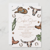 Invitation Rustique Brown Cowboy Western Couple Douche nuptia (Devant)