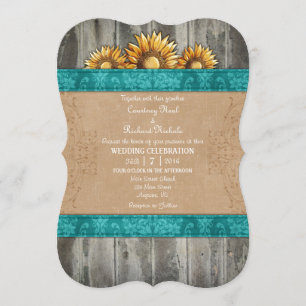 Invitation rustique Brown de mariage de tournesol