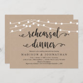 Invitation Rustique Brown Kraft, Dîner de répétition Mariage (Devant / Derrière)