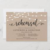Invitation Rustique Brown Kraft, répétition Mariage et dîner (Devant)