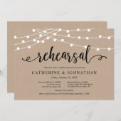 Invitation Rustique Brown Kraft, répétition Mariage et dîner  (Devant / Derrière)
